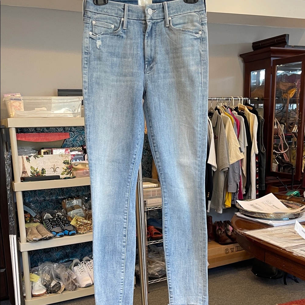 Mother The Looker Ankle Fray Jeans Knock on Wood Size 24 Skinny Mid Rise
